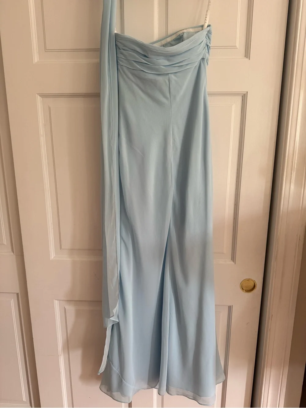Azazie Light Blue One-Shoulder Evening Gown - Picture 2 of 5